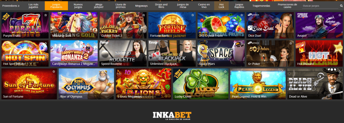Otros juegos en el casino Inkabet